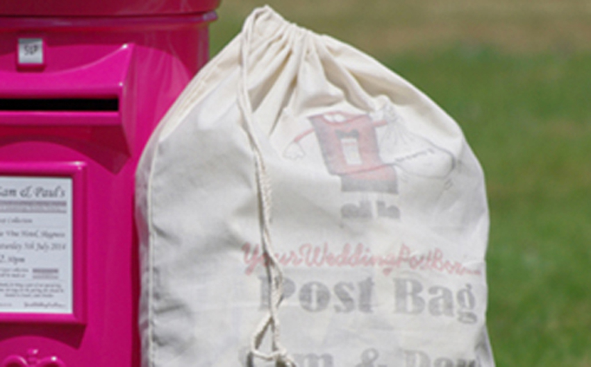 Fun personalised wedding mail bags