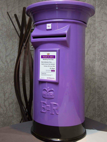 Purple and Black Wedding Post Box Hire