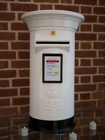 White and Black Wedding Post Box Hire