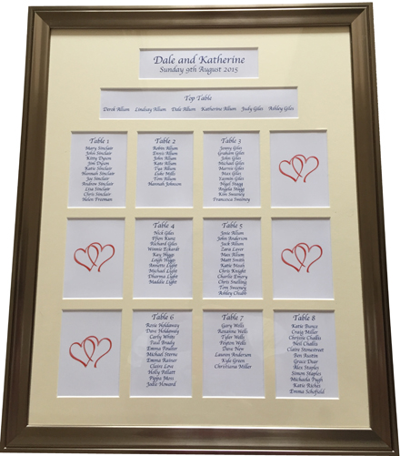 Beautiful wedding table seating plans